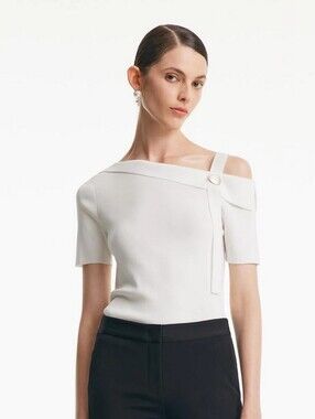 Goelia White Acetate One Shoulder Top